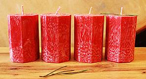 Sviečky - Adventné sviečky- osemuholník červený - 13659228_