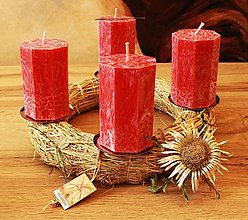 Sviečky - Adventné sviečky- osemuholník červený - 13659224_