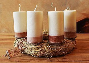 Sviečky - Adventné sviečky bielo-hnedé - 13659414_