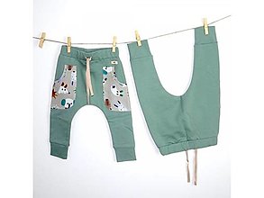 Detské oblečenie - Pudláčové nohavice s prednými vreckami z biobavlny - 13657221_