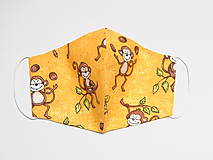 Rúška - Detské rúško - opičky na žltom - 13657437_