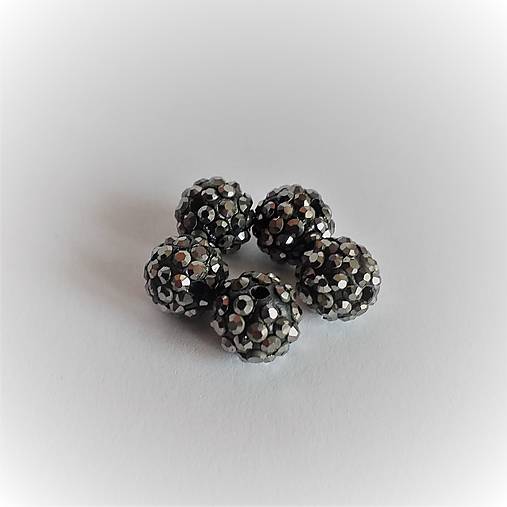Korálky - korálky disco, shamballa 10mm (Šedá) - 13660074_