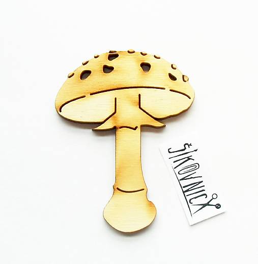 Polotovary - Výrez z preglejky - muchotrávka, 7,5x5,5 cm - 13663446_