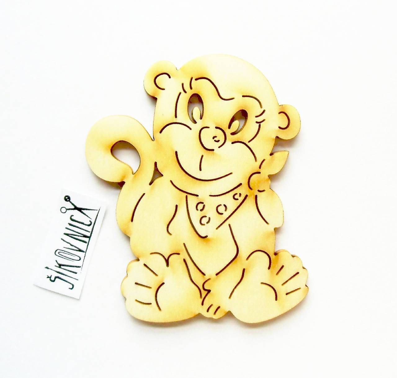 Výrez z preglejky - šimpanz, 9x7 cm