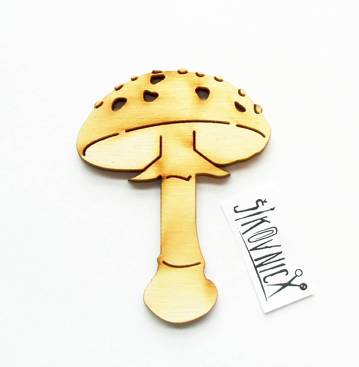 Výrez z preglejky - muchotrávka, 7,5x5,5 cm