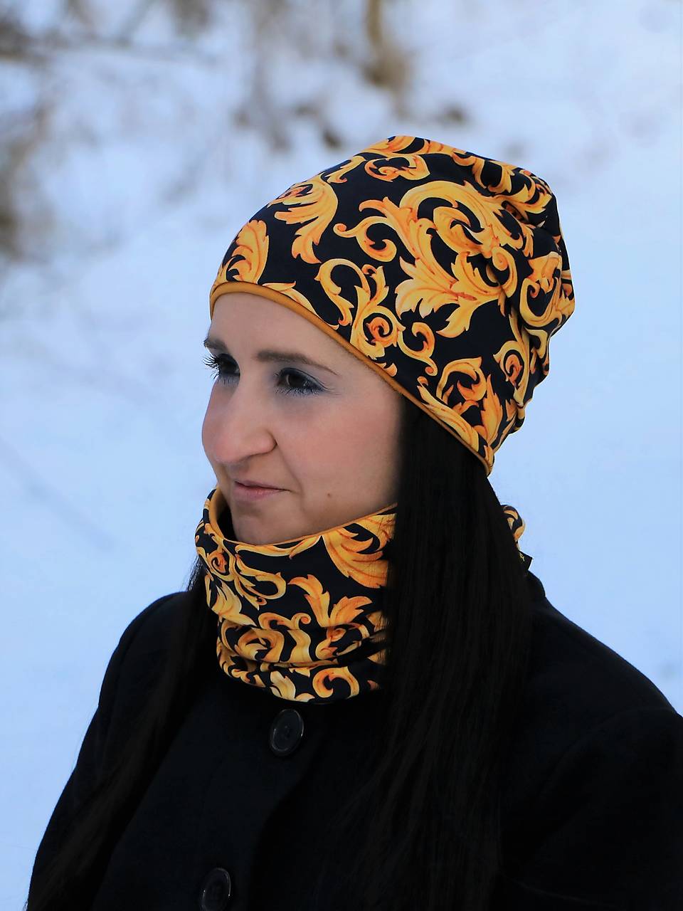 De luxe úpletová čiapka, nákrčník alebo set