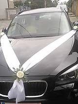 Dekorácie - výzdoba na auto saténová s pivóniami a eukalyptom - 13666615_