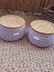 Úložné priestory & Organizácia - Košík lavender s bambusovym krytom (Kosik priemer 15 cm a výška 9cm) - 13666640_