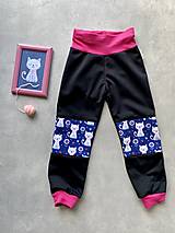 Detské oblečenie - Dětské softshellové kalhoty MAČIČKY (110/116) - 13665522_