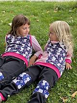 Detské oblečenie - Dětské softshellové kalhoty MAČIČKY (110/116) - 13665526_