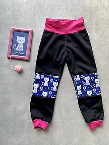 Detské oblečenie - Dětské softshellové kalhoty MAČIČKY - 13665522_
