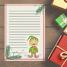 Papiernictvo - Vianočný list/list Ježiškovi s ilustráciu vianočný škriatok (vintage) - 13667746_