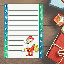 Detské doplnky - Vianočný list s ilustráciu Santa Claus (vločkový) - 13667902_