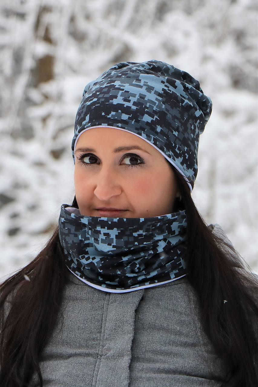 Digi maskáč šedý čiapka, nákrčník alebo set