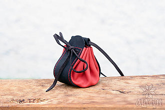 Peňaženky - Kožený mešec (Červená - čierna) - 13668035_