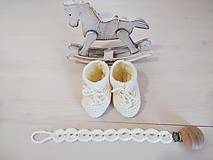 Detské súpravy - Set pre bábätko: papučky + držiak na cumlík - 13668208_