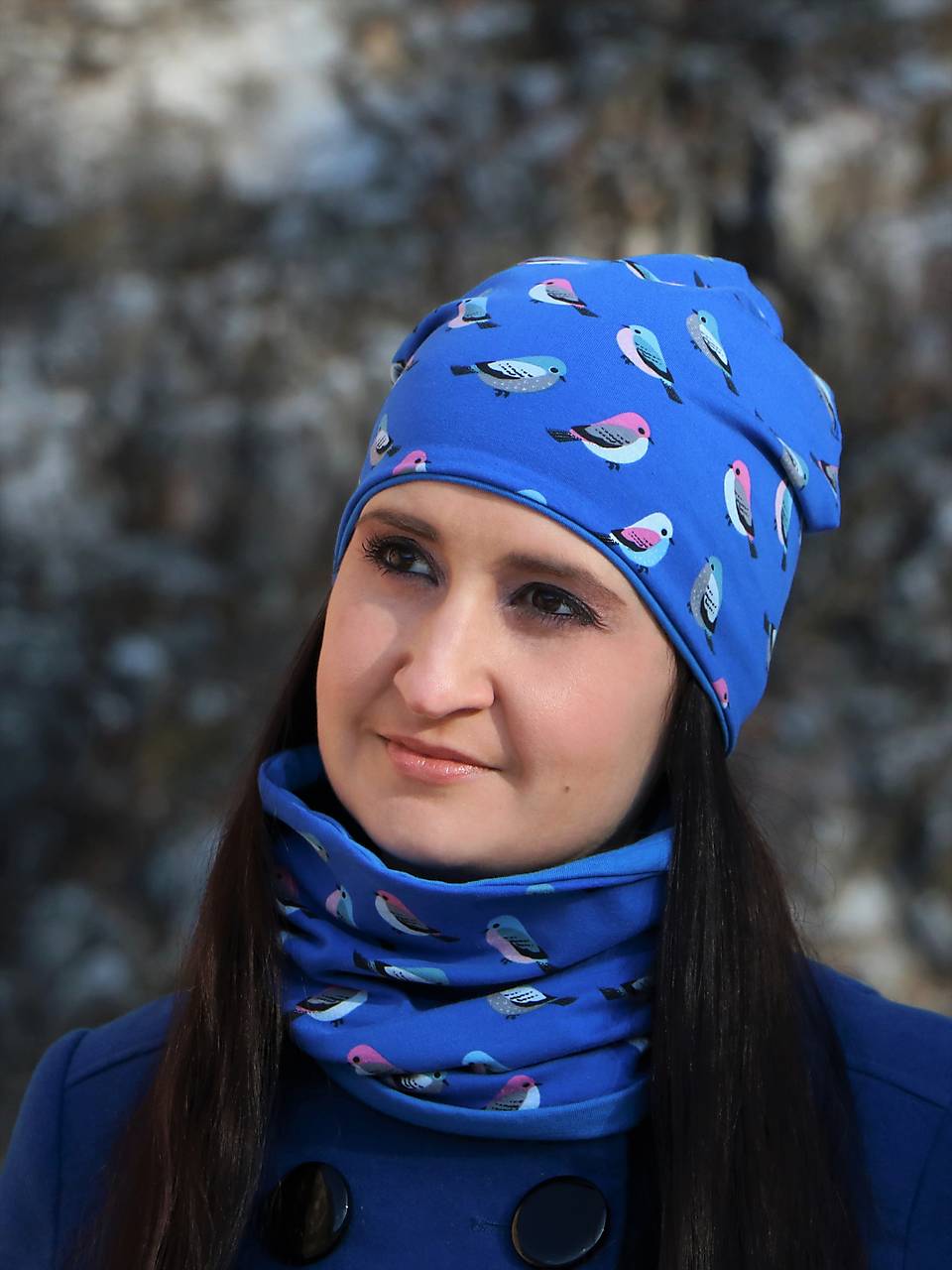 Vtáčatká úpletová čiapka, nákrčník alebo set