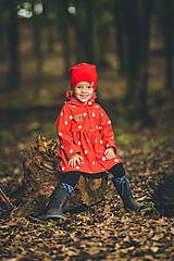 Detské oblečenie - prechodný softshell kabátik bodka červený - 13672370_