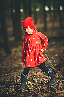 Detské oblečenie - prechodný softshell kabátik bodka červený - 13672368_