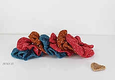 Červená s bodkami - látková gumička, scrunchie