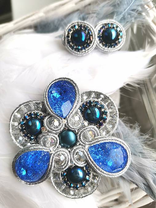 Sady šperkov - Bianca, set brošne a náušníc - 13672595_