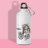  - DIEVČA S BICYKLOM fľaša s ľubovoľným menom pre deti - 13670904_