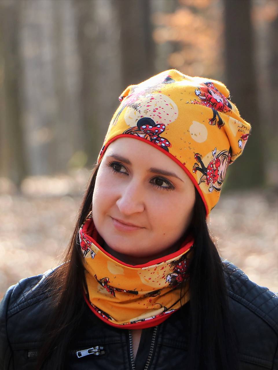 Emma úpletová čiapka, nákčník alebo set - žltý