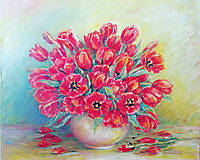 Obrazy - Červené tulipány - 13674918_