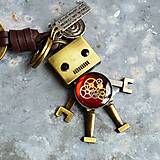 Kľúčenky - Kľúčenka robot, červený - 13676489_