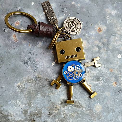  - Kľúčenka robot, modrý - 13676483_