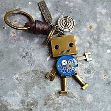 Kľúčenky - Kľúčenka robot, modrý - 13676483_