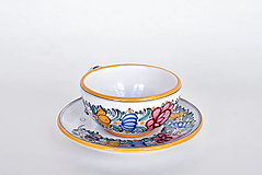 Nádoby - Šálka čajová s podšálkou (Šálka s podšálkou, pestrý dekór) - 13678735_