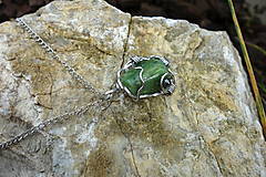Náhrdelníky - oceľový náhrdelník - nefrit, hematit - 13677334_