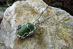 Náhrdelníky - oceľový náhrdelník - nefrit, hematit - 13677341_