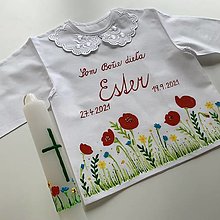 Detské oblečenie - Krstná maľovaná kvetinková košieľka a svieca na krst (Bez kríža) - 13676204_