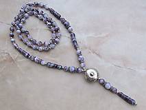 Náhrdelníky - Šedo - fialový náhrdelník - 13677969_