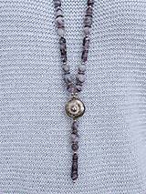 Náhrdelníky - Šedo - fialový náhrdelník - 13677996_