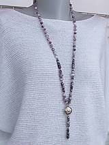 Náhrdelníky - Šedo - fialový náhrdelník - 13677997_