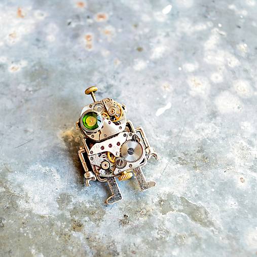 Brošne - Robot, Android, Steampunková brošňa - 13680295_