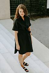 Šaty - Šaty Black Linen Shirts - 13679798_