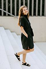 Šaty - Šaty Black Linen Shirts - 13679799_