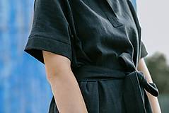 Šaty - Šaty Black Linen Shirts - 13679808_