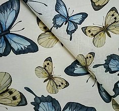 Textil - 100% ľan 185 g Motýle (ako materiál alebo šitie na želanie) - 13679984_
