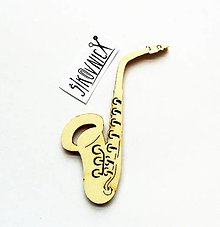 Polotovary - Výrez z preglejky - saxofón, 8,5x5 cm - 13683892_