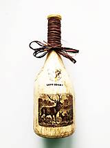 Nádoby - Víno v dekorovanej flaši, poľovnícky motív - 13684903_