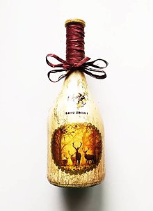 Nádoby - Víno v dekorovanej flaši, poľovnícky motív - 13684898_