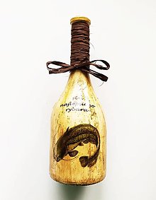 Nádoby - Víno v dekorovanej flaši, motív pre rybára - 13684936_