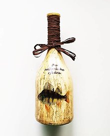 Nádoby - Víno v dekorovanej flaši, motív pre rybára - 13684937_