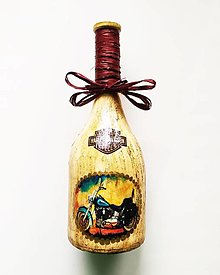 Nádoby - Víno v dekorovanej flaši, motív motorky - 13685076_