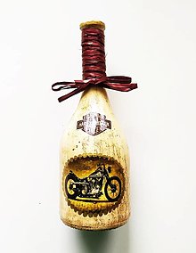 Nádoby - Víno v dekorovanej flaši, motív motorky - 13685078_